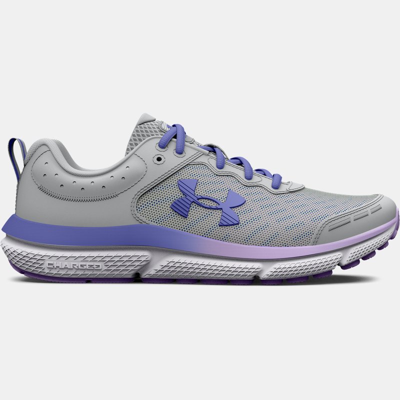 Girls' Grade School  Under Armour  Assert 10 Running Shoes Mod Gray / Nebula Purple / Baja Blue 3